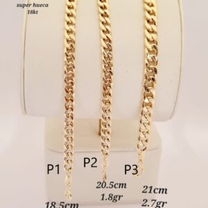 PULSERAS HUECAS DE ORO18 KILATES